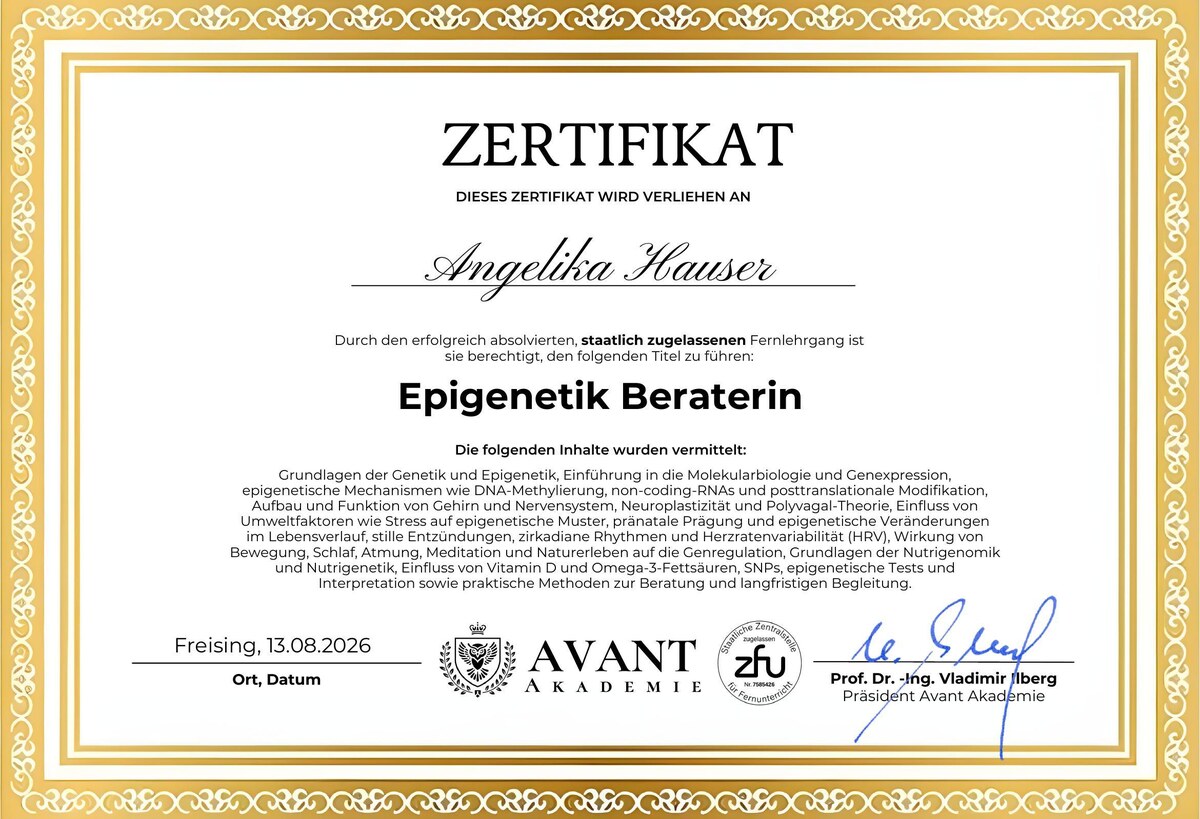 Zertifikat Epigenetik Beraterin – Angelika Hauser